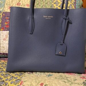 Kate Spade Blue Structured Tote with Minimalist Design
